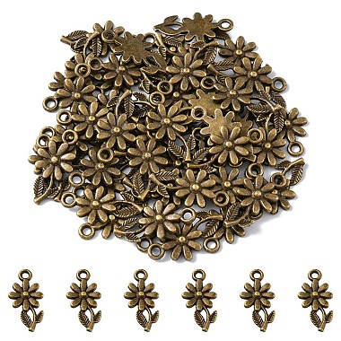 Antique Bronze Flower Alloy Pendants