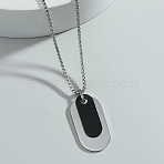 Oval 201 Stainless Steel Blank Tag Pendant Necklaces for Men, Black, Stainless Steel Color, 23.62 inch(60cm)(FS-WG04020-01)