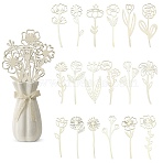18Pcs 6 Styles Unfinished Hollow Wooden Slices, Vase Display Decorations, Flower, Beige, 159~160x48~80x2.5~4mm(WOOD-CJ0002-74)