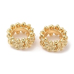 Eco-Friendly Rack Plating Brass Beads, Long-Lasting Plated, Lead Free & Cadmium Free, Large Hole Beads, Flower, Real 14K Gold Plated, 10x5mm, Hole: 6mm(KK-A186-08C-LG)