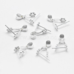 925 Sterling Silver Pendant Bails, Ice Pick & Pinch Bails, Silver, 6x6mm Inner Diameter, 11x10x4.5mm, Pin: 0.5mm, Hole: 3x4mm and 1mm(STER-E050-09S)