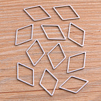 201 Stainless Steel Linking Rings, Rhombus, Stainless Steel Color, 26x16x1mm(STAS-C030-10C-P01)