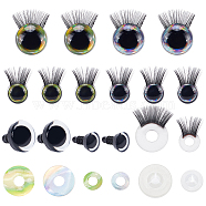 Elite 16 Sets 4 Style Plastic Doll Eye & Eyelashes, Doll Eye Make Up Accessories, for Doll DIY Craft Making, Mixed Color, 22~31x13~21mm, 4 sets/style(DOLL-PH0001-33)