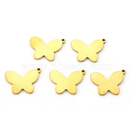 PVD Vacuum Plating 304 Stainless Steel Pendants, Laser Cut, Butterfly, Real 18K Gold Plated, 13x17x1mm, Hole: 1.4mm(STAS-N092-101G)