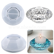 Diamond Shape DIY Tealight Candle Holder Molds, Resin Casting Molds, for UV Resin, Epoxy Resin Craft Making, White, 10.9x3.9cm(CAND-PW0013-39)