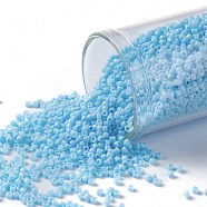 TOHO Round Seed Beads, Japanese Seed Beads, (43) Opaque Blue Turquoise, 15/0, 1.5mm, Hole: 0.7mm, about 3000pcs/bottle, 10g/bottle(SEED-JPTR15-0043)