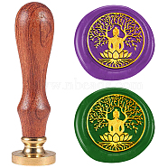 Wax Seal Stamp Set, Sealing Wax Stamp Solid Brass Heads with Wood Handles, for Envelopes Invitations, Gift Card, Tree of Life, 83x22mm, Stamps: 25x14.5mm(AJEW-WH0208-1430)