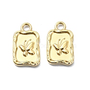 304 Stainless Steel Pendants, Rectangle with Butterfly Charm, Real 14K Gold Plated, 15x8.5x1.8mm, Hole: 2mm(STAS-L022-342G)