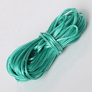 Waxed Polyester Cord, Round, Medium Turquoise, 1mm, 15m/bundle(YC-TAC0002-A-22)
