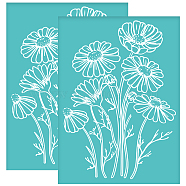 Self-Adhesive Silk Screen Printing Stencil, for Painting on Wood, DIY Decoration T-Shirt Fabric, Turquoise, April Daisy, 195x140mm(DIY-WH0337-094)