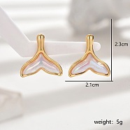 Vintage Stainless Steel Mermaid Tail Stud Earrings for Women, Elegant and Versatile Gift, Golden, 23x21mm(ZJ7502)