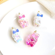 Acrylic Pendants, Rabbit, Mixed Color, 43.8x28.6x26.5mm, Hole: 3.5mm(OACR-L016-21)