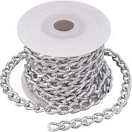 CHGCRAFT DIY Chain Necklace Making Kits, Including 3m Aluminium Curb Chain, 1Pc Spools, Platinum, 12x7x3mm(DIY-CA0002-78P)