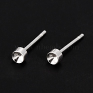 304 Stainless Steel Stud Earring Settings, for Pointed Back Rhinestone, Silver, Fit for 2mm Rhinestone, 13x3mm, Pin: 0.8mm(STAS-I088-H-06S)