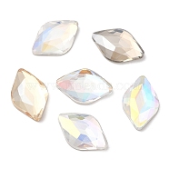 K5 Glass Rhinestone Cabochons, Flat Back & Back Plated, Faceted, Rhombus, Mixed Color, 18x11.5x3.5mm(RGLA-N002-10A)
