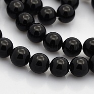Round Natural Black Onyx Beads Strands, Dyed & Heated, 8mm, Hole: 1mm, about 50pcs/strand, 15.7 inch(G-N0120-26-8mm)
