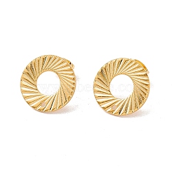 201 Stainless Steel Stud Earring Findings, with Ear Nuts and 304 Stainless Steel Pins, Donut with Hole, Real 24K Gold Plated, 15mm, Hole: 1.2mm, Pin: 0.7mm(X-STAS-G266-07G)