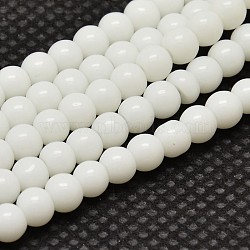 Opaque Solid Color Glass Round Beads Strands, Grade AA, White, 4mm, Hole: 1mm, about 80pcs/strand, 12 inch(X-GLAA-F032-4mm-01)