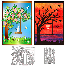 Swing Theme Carbon Steel Cutting Dies Stencils, Decorative Embossing Paper Card Making Template for DIY Scrapbooking, Art Craft, Tree, 91~132x58~102x0.8mm, 2pcs/set(DIY-WH0309-1795)