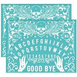 Self-Adhesive Silk Screen Printing Stencil, for Painting on Wood, DIY Decoration T-Shirt Fabric, Turquoise, Letter, 280x220mm(DIY-WH0338-196)