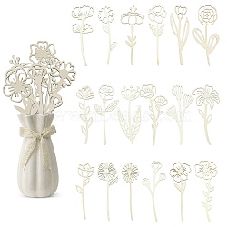 18Pcs 6 Styles Unfinished Hollow Wooden Slices, Vase Display Decorations, Flower, Beige, 159~160x48~80x2.5~4mm(WOOD-CJ0002-74)