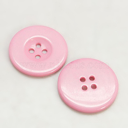 Resin Buttons, Dyed, Flat Round, Pink, 11x2mm(RESI-D033-11mm-05)