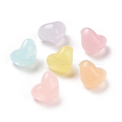 Imitation Jelly Style Acrylic Beads, Heart, Mixed Color, 14x18.5x13.5mm, Hole: 3.5mm, about 215pcs/500g(OACR-B002-04)