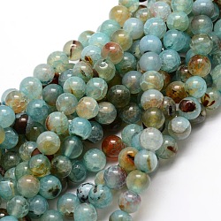 Dyed Natural Agate Round Beads Strands, Aqua, 6mm, Hole: 1mm, about 64pcs/strand, 14.7 inch(G-E321A-6mm-02)