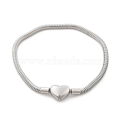 304 Stainless Steel Bracelets, Heart, 180~200mm, heart: 10x12.5mm(BJEW-M079-01P-05)