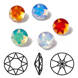 Light AB Style Eletroplate K9 Glass Rhinestone Cabochons, Pointed Back & Back Plated, Faceted, Flat Round, Mixed Color, 10x5mm(RGLA-J033-B-LA)