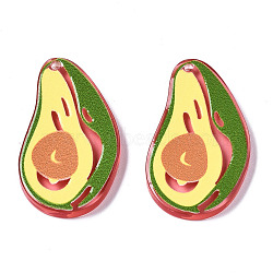 Translucent Acrylic Pendants, 3D Printed, Avocado, Salmon, 34.5x21.5x3mm, Hole: 1.2mm(TACR-T021-48B)