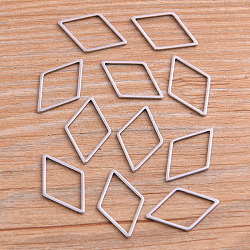201 Stainless Steel Linking Rings, Rhombus, Stainless Steel Color, 26x16x1mm(STAS-C030-10C-P01)