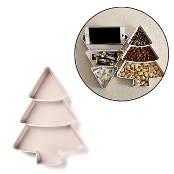 Christmas Tree Shaped Plastic Snack Dried Tray Box, for Kitchen Dining & Bar, Linen, 260x185x30mm