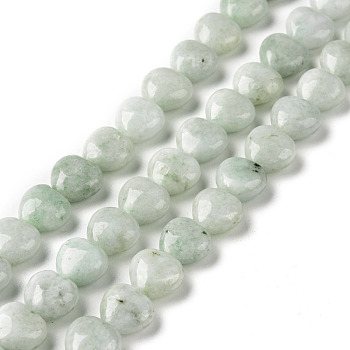 Natural Myanmar Jade/Burmese Jade Beads Strands, Heart, 10x10x6mm, Hole: 1mm, about 41pcs/strand, 15.55 inch(39.5cm)