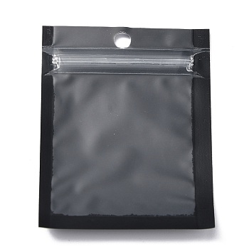 Plastic Zip Lock Bag, Storage Bags, Self Seal Bag, Top Seal, with Window and Hang Hole, Rectangle, Black, 8x6x0.2cm, Unilateral Thickness: 3.1 Mil(0.08mm)