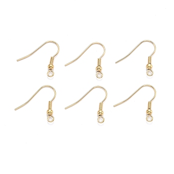 304 Stainless Steel Earring Hooks, Ear Wire, Golden, 19.5x18x3mm, Hole: 2mm, Pin: 0.7mm