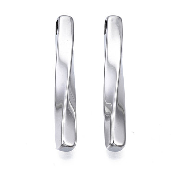 201 Stainless Steel Pendants, Twist, Stainless Steel Color, 40.5x6x6mm, Hole: 3x4mm