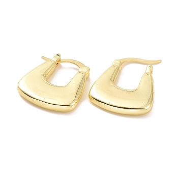 Brass Chunky Rectangle Hoop Earrings for Women, Cadmium Free & Lead Free, Light Gold, 21x18x3mm, Pin: 0.7mm