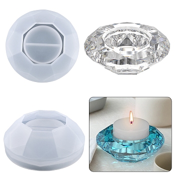 Diamond Shape DIY Tealight Candle Holder Molds, Resin Casting Molds, for UV Resin, Epoxy Resin Craft Making, White, 10.9x3.9cm