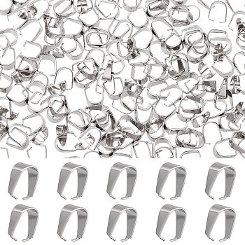 200Pcs 304 Stainless Steel Snap on Bails, Stainless Steel Color, 10x7x5mm