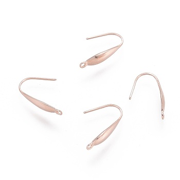 316 Surgical Stainless Steel Earring Hooks, Ear Wire, with Vertical Loop, Rose Gold, 20x4.5x1mm, Hole: 1.2mm, Pin: 0.8mm