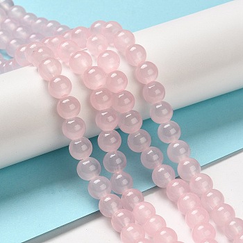 Baking Painted Imitation Jade Glass Round Bead Strands, Pearl Pink, 8.5~9mm, Hole: 1.5mm, about 100~105pcs/strand, 31.8 inch