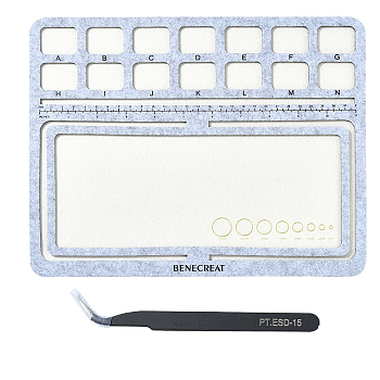 Felt Bead Design Board, DIY Beading Jewelry Bracelet and Anklet dTray, Rectangle, with Stainless Steel Tweezers, Gray, 239x300x6mm, 1pc