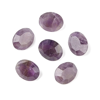 Natural Amethyst Cabochons, Oval, Faceted, 10x8x4mm