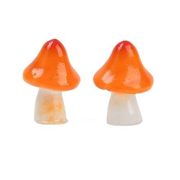 Mushroom Themes Resin Display Decorations, for Home Office Decorations, Dark Orange, 14x13.5x20.5mm