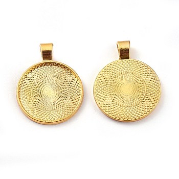 Alloy Pendant Cabochon Settings, Plain Edge Bezel Cups, Flat Round, Golden, Tray: 25mm, 36x27.5x6mm, Hole: 3.5x5.5mm