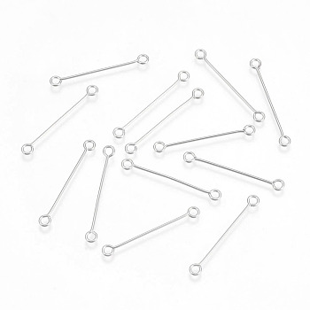 304 Stainless Steel Double Sided Eye Pins, Stainless Steel Color, 30x0.7mm, Hole: 2mm, 500pcs/bag