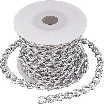 CHGCRAFT DIY Chain Necklace Making Kits, Including 3m Aluminium Curb Chain, 1Pc Spools, Platinum, 12x7x3mm