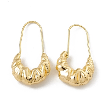 Brass Croissant Hoop Earrings for Women, Golden, 36x19.5x7mm, Pin: 0.9mm