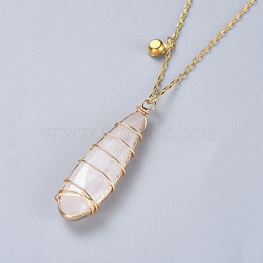 Natural Quartz Crystal Pendants Necklaces and Dangle Earrings Jewelry Sets(SJEW-JS01026)-4